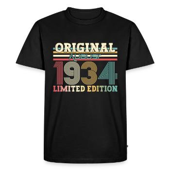 90th Birthday Original August 1934 Born 1934 - Men's Premium Organic T-Shirt - black - Front - Nico (187cm)