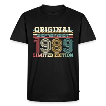 35ème Anniversaire Millésime Septembre 1989 Millésime 89 - T-shirt Premium bio Homme - noir - Devant - Nico (187cm)