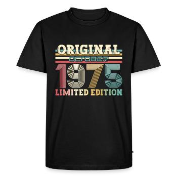 50th Birthday Original October 1975 Volume 75 - Men's Premium Organic T-Shirt - black - Front - Nico (187cm)
