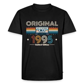 30ème Anniversaire Millésime Novembre 1995 Cassette 95 - T-shirt Premium bio Homme - noir - Devant - Nico (187cm)