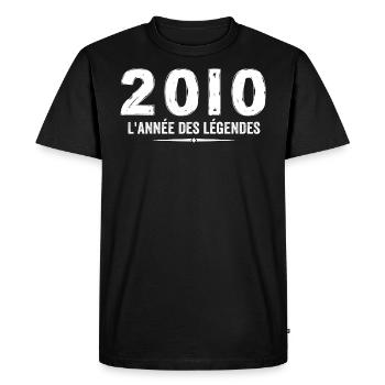 2010 année des legéndes - Cadeau Anniversaire 2010 - T-shirt Premium bio Homme - noir - Devant - Nico (187cm)