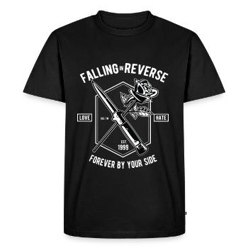 TOMBER INVERSE - amour-haine Design Chemise de relation - T-shirt Premium bio Homme - noir - Devant - Nico (187cm)