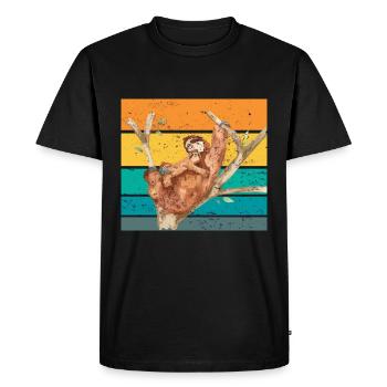 Maman paresseux avec doux bébé paresseux - T-shirt Premium bio Homme - noir - Devant - Nico (187cm)