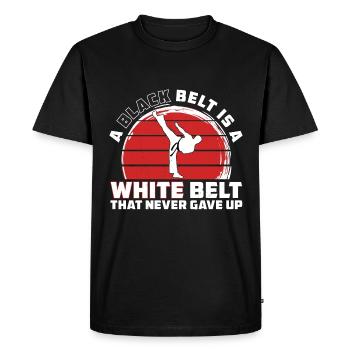 Motivation Karaté - Ceinture Blanche Karaté - T-shirt Premium bio Homme - noir - Devant - Nico (187cm)