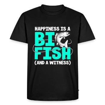 Truite Truite étang pêche canne pêcheur Frogfish - T-shirt Premium bio Homme - noir - Devant - Nico (187cm)
