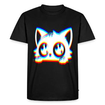 EDM Cat Glitch Style - T-shirt Premium bio Homme - noir - Devant - Nico (187cm)