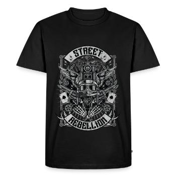 STREET REBELLION - Cycliste et moto shirt cadeau - T-shirt Premium bio Homme - noir - Devant - Nico (187cm)