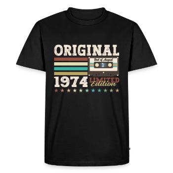 50e anniversaire Original août 1974 Cassette 1974 - T-shirt Premium bio Homme - noir - Devant - Nico (187cm)