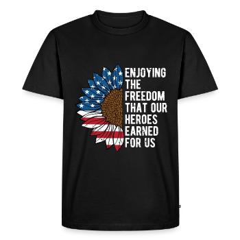 Enjoying the Freedom that Our Heroes Earned - Men's Premium Organic T-Shirt - black - Front - Nico (187cm)