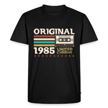 40ème Anniversaire Vintage Février 1985 Cassette 85 - T-shirt Premium bio Homme - noir - Devant - Nico (187cm)