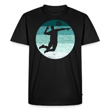 Volleyball Schmetterball Retro Männer Grunge - Männer Premium Bio T-Shirt - Schwarz - Vorne - Nico (187cm)