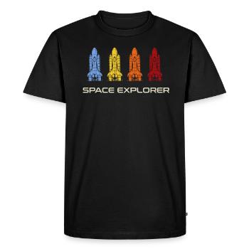 Space Explorer Retro Shuttles - T-shirt Premium bio Homme - noir - Devant - Nico (187cm)