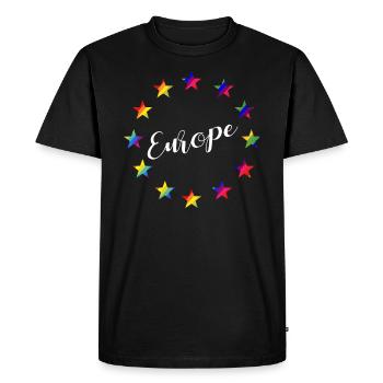 EU Union européenne étoiles couleurs arc-en-ciel - T-shirt Premium bio Homme - noir - Devant - Nico (187cm)
