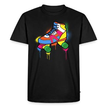 Années 80 Années 80 Années 80 Patins à roulettes Patinage - T-shirt Premium bio Homme - noir - Devant - Nico (187cm)