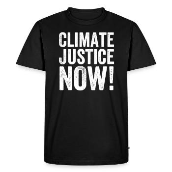 Climate Justice Now - Men's Premium Organic T-Shirt - black - Front - Nico (187cm)