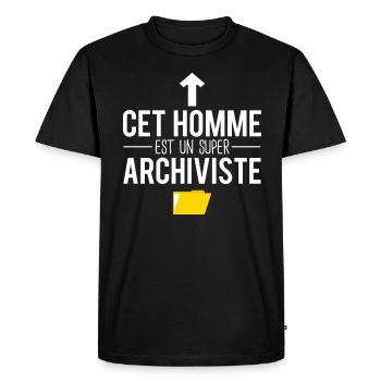 Cet homme est un super archiviste humour métier - T-shirt Premium bio Homme - noir - Devant - Nico (187cm)
