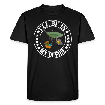 Je serai dans mon bureau le jardin travaille avec des fleurs - T-shirt Premium bio Homme - noir - Devant - Nico (187cm)