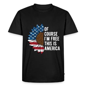 Of Course Im Free American 4th of July USA Fourth - Men's Premium Organic T-Shirt - black - Front - Nico (187cm)