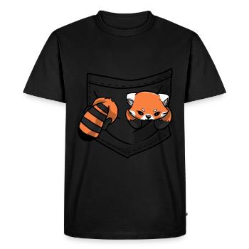 Panda Rouge Amateur d’animaux Petit Panda Ours Rouge - T-shirt Premium bio Homme - noir - Devant - Nico (187cm)