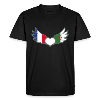 Drapeaux Français et Algérien France Algérie II - T-shirt Premium bio Homme - noir - Devant - Nico (187cm)