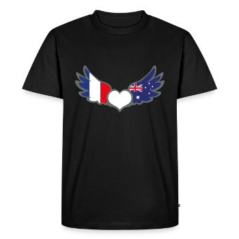 Drapeaux Français et Australien France Australie 2 - T-shirt Premium bio Homme - noir - Devant - Nico (187cm)
