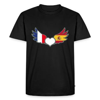 Drapeaux Français et Espagnol France Espagne - T-shirt Premium bio Homme - noir - Devant - Nico (187cm)