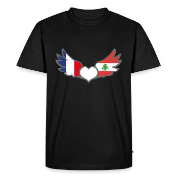 Drapeaux Français et Libanais France Liban II - T-shirt Premium bio Homme - noir - Devant - Nico (187cm)