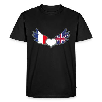 Drapeaux Français et anglais France Royaume Uni II - T-shirt Premium bio Homme - noir - Devant - Nico (187cm)