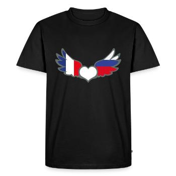 Drapeaux Français et Russe France Russie II - T-shirt Premium bio Homme - noir - Devant - Nico (187cm)