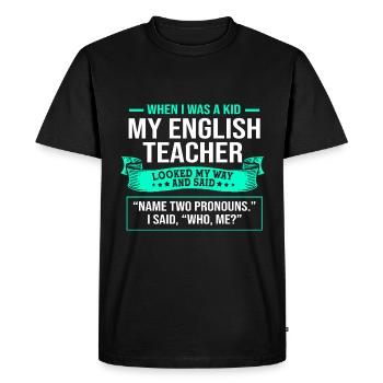 Grammaire Anglais Orthographe - T-shirt Premium bio Homme - noir - Devant - Nico (187cm)