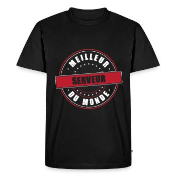 Meilleur serveur profession métier humour - T-shirt Premium bio Homme - noir - Devant - Nico (187cm)