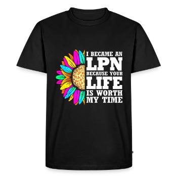 Infirmière Infirmière Infirmière - T-shirt Premium bio Homme - noir - Devant - Nico (187cm)