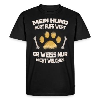 Mein Hund hört aufs Wort Hundeträner - Männer Premium Bio T-Shirt - Schwarz - Vorne - Nico (187cm)
