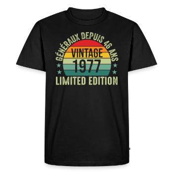 généraux depuis 46 ans, 46e anniversaire Original - T-shirt Premium bio Homme - noir - Devant - Nico (187cm)