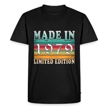 Built in 1979 Vintage Birthday Gift - Men's Premium Organic T-Shirt - black - Front - Nico (187cm)