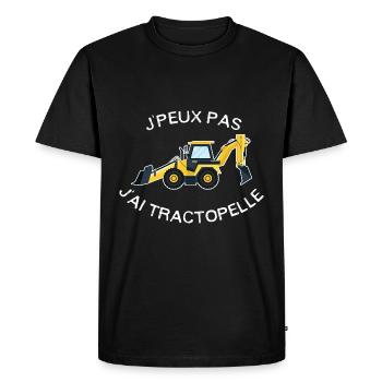 J'peux pas, j'ai tractopelle - T-shirt Premium bio Homme - noir - Devant - Nico (187cm)
