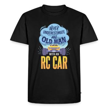 Vieil homme avec une voiture rc - T-shirt Premium bio Homme - noir - Devant - Nico (187cm)