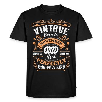 Cadeau d'anniversaire, Vintage né en novembre 1969 - T-shirt Premium bio Homme - noir - Devant - Nico (187cm)