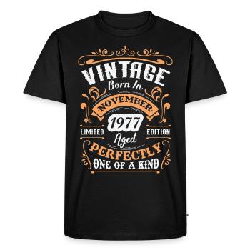 Cadeau d'anniversaire, Vintage né en novembre 1977 - T-shirt Premium bio Homme - noir - Devant - Nico (187cm)