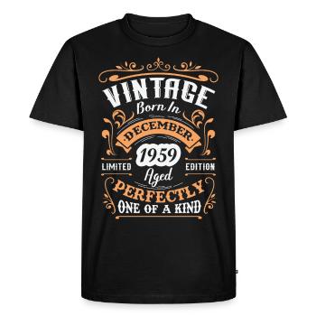 Cadeau d'anniversaire, Vintage né en Décembre 1959 - T-shirt Premium bio Homme - noir - Devant - Nico (187cm)