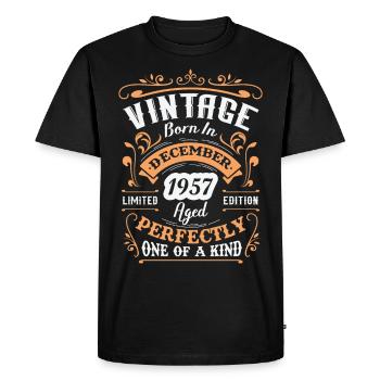 Cadeau d'anniversaire, Vintage né en Décembre 1957 - T-shirt Premium bio Homme - noir - Devant - Nico (187cm)