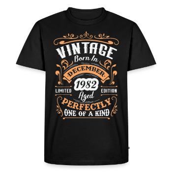 Cadeau d'anniversaire, Vintage né en Décembre 1982 - T-shirt Premium bio Homme - noir - Devant - Nico (187cm)