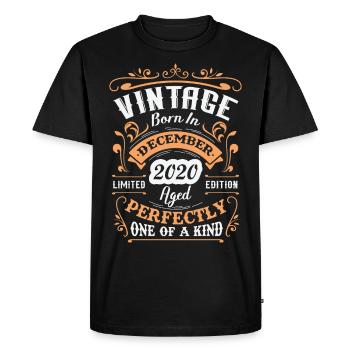Cadeau d'anniversaire, Vintage né en Décembre 2020 - T-shirt Premium bio Homme - noir - Devant - Nico (187cm)