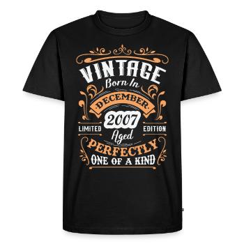 Cadeau d'anniversaire, Vintage né en Décembre 2007 - T-shirt Premium bio Homme - noir - Devant - Nico (187cm)