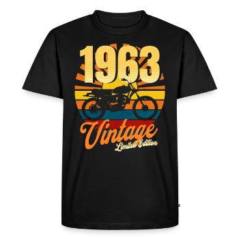 Moto Né En 1963 Anniversaire 60 Ans Motard - T-shirt Premium bio Homme - noir - Devant - Nico (187cm)