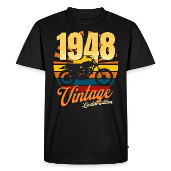 Motorcycle born in 1948 birthday 75 years biker - Men's Premium Organic T-Shirt - black - Front - Nico (187cm)