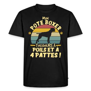 Style Vintage Chien De Compagnie Boxer Humour - T-shirt Premium bio Homme - noir - Devant - Nico (187cm)