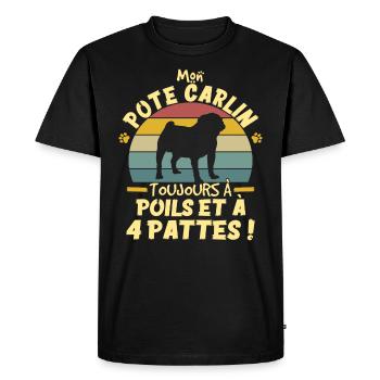 Style Vintage Chien De Compagnie Carlin Humour - T-shirt Premium bio Homme - noir - Devant - Nico (187cm)