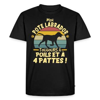 Style Vintage Chien De Compagnie Labrador Humour - T-shirt Premium bio Homme - noir - Devant - Nico (187cm)