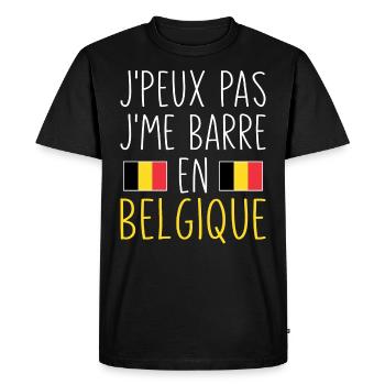 Voyage J'peux Pas J'me Barre En Belgique - T-shirt Premium bio Homme - noir - Devant - Nico (187cm)